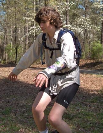 Josh on Unicycle with cast